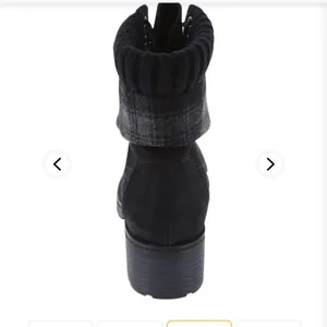 - Brash black lace up heel treaded boots with plaid trim size 7.5 thumbnail 15