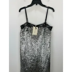 Gianni Bini Lilly Sisto Allegra Sequin Slip Midi Dress Silver Lace Trim US 6 NWT thumbnail 12