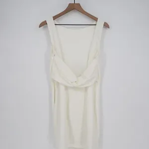 Lulus Sheath Dress Women Large White Stretch Pleated Cut Out Round Neck Side Zip thumbnail 4