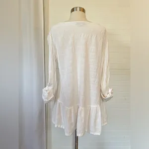 Ann Taylor Loft Ivory Textured Gauze Top Blouse thumbnail 4