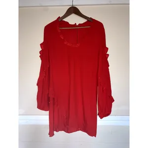 ALEXIS Ceretti Dress in Red Crepe Ruffle Details Long Sleeve No Size FITS SMALL thumbnail 6