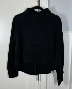 Sweaty Betty‎ Black Restful Bouclé Funnel Neck Sweatshirt UK Large Size 10 thumbnail 1