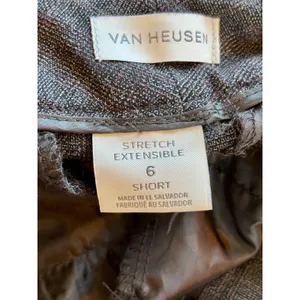 Van Heusen Women Gray Glen Plaid Bootcut Dress Pants Size 6 Short Stretch Office thumbnail 3