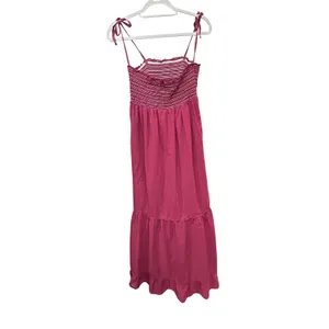 Mossimo Supply Co Womens Smocked Tiered Cotton Dress Medium Boho Earthy FLAW thumbnail 2