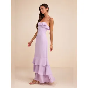 Lulus Lively Evenings Lavender Sleeveless Tiered Maxi Dress Size Large Formal thumbnail 3