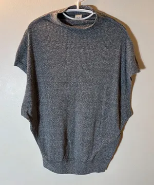Free People We The Free Gray Ribbed Knit Oversized‎ Cocoon Top Size Medium thumbnail 1