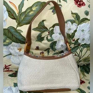 Fossil Woven Look Leather Trim Shoulder Bag Purse thumbnail 2