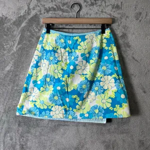 Vintage Lilly Pulitzer Reversible Floral Fish A-Line Mini‎ Skirt Blue Green 2 thumbnail 6