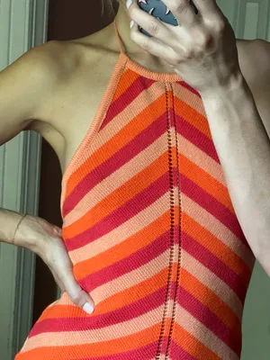 RUNAWAY THE LABEL Crochet Striped Halter Dress thumbnail 4