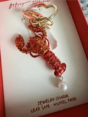 Betsey Johnson Crystal Lobster Key Fob Bag Charm thumbnail 1