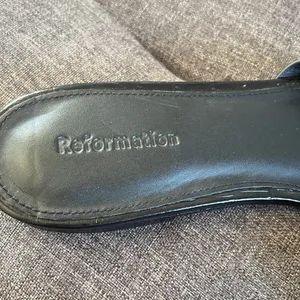 Reformation Margaret Black Croc X sandals. Size 7.5 thumbnail 7