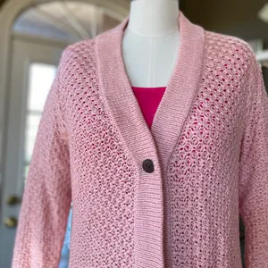Vintage 1990s Knit Pastel Pink Cardigan thumbnail 3