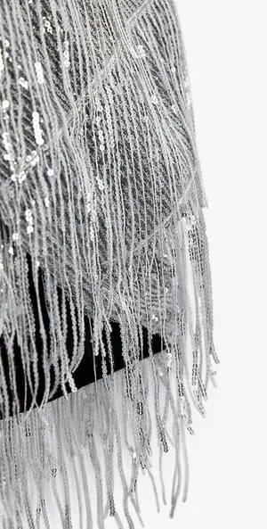 top cropped halter sequined surplice top thumbnail 5
