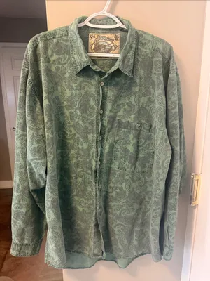 Vintage 80s Pier Connection Green Paisley / Abstract Print Western Shirt - Size thumbnail 2