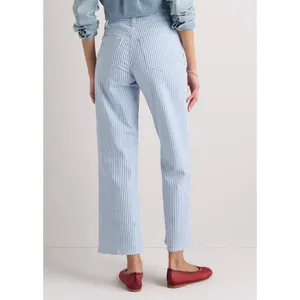 QUINCE Bella Stretch Patch Pocket Wide Leg Jeans in Railroad Stripe Size 29 NEW thumbnail 2