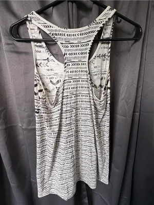 Mossimo #006 Black & Cream Geometric Racerback Tank Top Size XS thumbnail 3