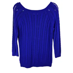 American Eagle Womans Sweater Sz‎ M Pull Over Royal Blue Open Textured Knit thumbnail 2