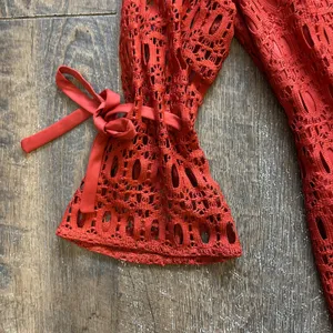 db established 1962 Orange Eyelet Lace‎ Bell Sleeve Shift Dress Size 14 Rust thumbnail 2