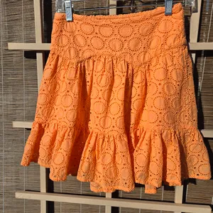 Maeve Eyelet Cotton Orange Tiered Mini Skirt Anthropologie XS thumbnail 1