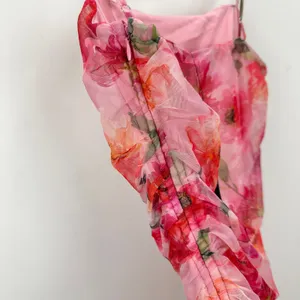 Lulus Blossoming Excellence Pink Floral Mesh Ruched Midi Dress Party XS NWT thumbnail 8
