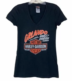 Harley Davidson Orlando Florida V-Neck T-Shirt thumbnail 7