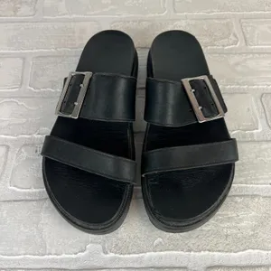 SOREL Roaming Buckle Sandals Womens 7.5 Black Platform Double Strap Slip On thumbnail 2