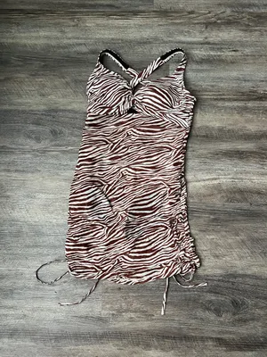 Shapellx women’s one piece brown white animal print swimsuit with skirt sz XL 🔴 thumbnail 4