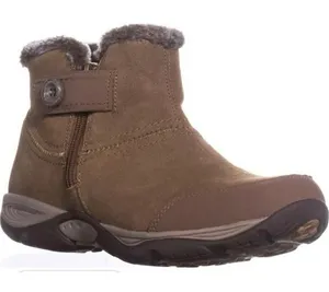 Easy Spirit Womens Brown Suede Faux‎ Fur Trim Ankle Boots Side Zip Size 9.5 Wide thumbnail 1