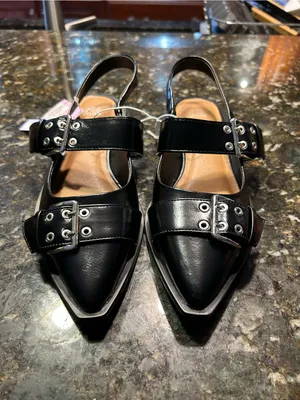 Size 8 Peyton Double Buckle black Slingback Flats by wild‎ fable alt punk rock thumbnail 5