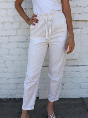 Zara white cream trouser pants with drawstring waist sz XS #vacation #momstyle #summer #basic thumbnail 2
