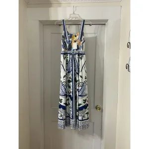 Sunday Up Tropical Colorful Toucan Tiered Maxi Dress Size Medium Cruise Vacation thumbnail 5