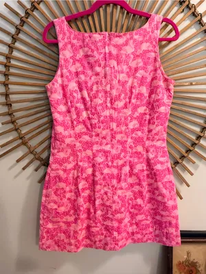 Vintage Lilly Pulitzer White Tag Pink Flamingo Dot Print Logo Mini Dress H2F thumbnail 6