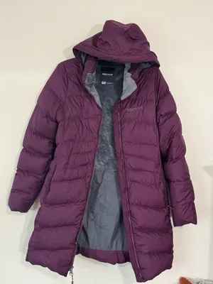 Marmot Down Parka Size M Purple Hooded Puffer Coat thumbnail 1