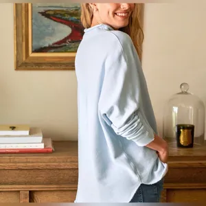 Frank & Eileen $228 Effie Baby Blue Funnel Neck‎ Capelet Triple Fleece Sweater thumbnail 9