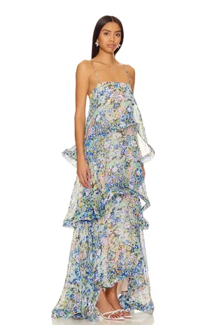 Armani maxi dress in multi - Floral Spaghetti-Strap Maxi Dress in Multi-Color thumbnail 2