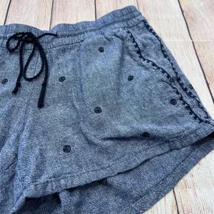 Old Navy Blue Linen Blend Embroidered Herringbone Drawstring Shorts Womens M thumbnail 2