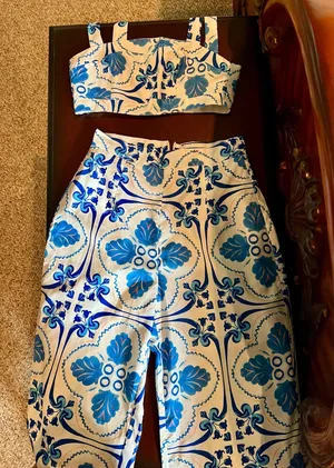 Two piece pants crop top set Blue Size XS thumbnail 1
