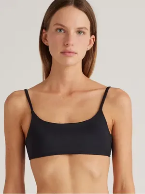 NWT Quince Italian Scoop Neck Bikini Top black large thumbnail 1