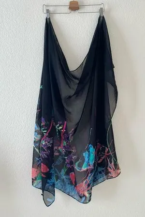 Floral sheer scarf wrap sarong thumbnail 1