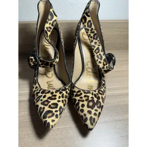 Sam Edelman Pointed-Toe Haircalf Pumps Hinda Nude Leopard Size 6.5 Strappy thumbnail 2