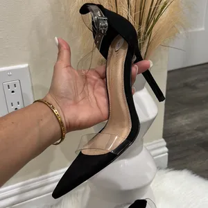 🖤🖤BLACK SUEDE HEELS Black Size 7 thumbnail 4
