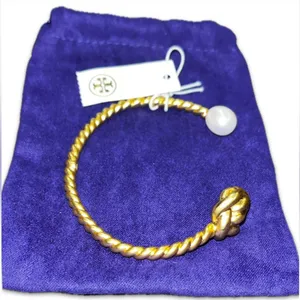 $130 Retail NWT Tory Burch Gold Rope Logo Bangle Bracelet thumbnail 1
