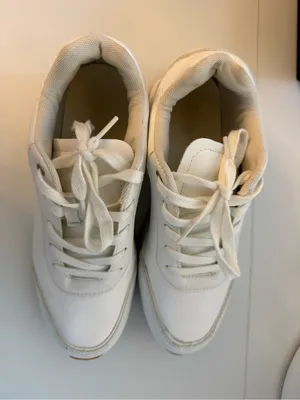 White Women's Platform Sneakers with Gold Accent, stylish, punky thumbnail 6