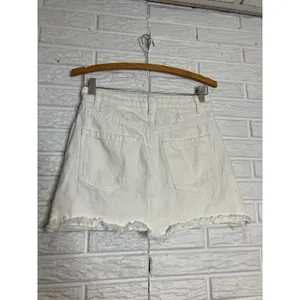 We The Free Denim Skirt Womens 25 White‎ Excellent Distressed Zip Front Mini thumbnail 4