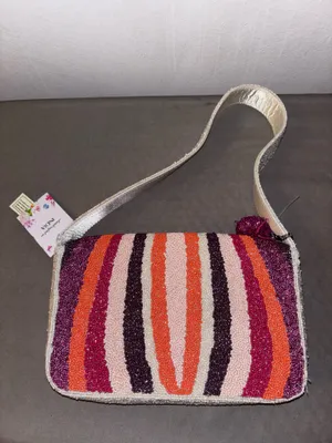 NWT Handcrafted Multicolored Beaded Shoulder Bag thumbnail 7