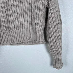 H&M Women's Knit Mock Neck Pullover Sweater Beige Sz XS thumbnail 3