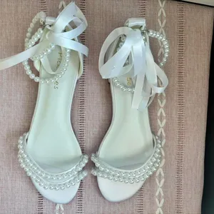 Pickshoes White Pearl Sandal Heels thumbnail 2