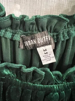 Uo Rosie Velvet Smocked Romper In Green thumbnail 3