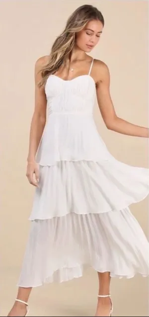 Lulus White Tiered Maxi Dress thumbnail 1