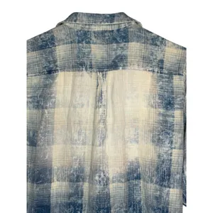 Wet Seal‎ Plaid Lace Up Tunic Womens Medium Blue Distressed Roll Tab Sleeve thumbnail 9